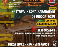 Arapongas será sede da 4ª etapa da Copa Norte Paranaense Indoor Desafio 4x4. Segundo a Secretaria Municipal de Esporte, a competição será neste sá...