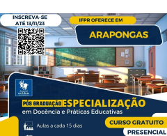 Inscrições para pós-graduação gratuita para profissionais da